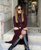 Kadın Uzun Kollu önden Fermuarlı Maxi Viskon Iki Iplik Elbise