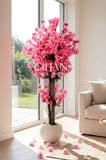 Yapay Pembe Japon Bahar Dalı Ağacı 100 cm Beyaz 27*33 Küre Saksılı