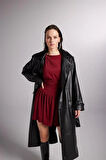Markano Collider Deri Trenchcoat Siyah