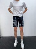 Erkek Koyu Mavi Yıkamalı Yırtık Detay Slim Fit Jean Şort