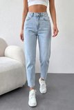 Kadın Yüksel Bel Mom Jean  Pantolon %100 cotton Esneme yok