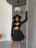 Kadın Yüksek Bel Pileli Denim Etek