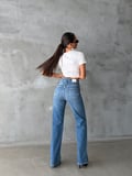 Yüksek Bel Straight Düz Kesim Lıkralı Kot Pantolon