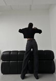 Kadın Yüksek Bel Paçası Yırtmaçlı Işıltılı Likralı Jean Pantolon
