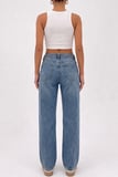 Kadın Yüksek Bel Wide Leg Jean Pantolon Geniş Paça Düz Kesim Kot