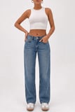 Kadın Yüksek Bel Wide Leg Jean Pantolon Geniş Paça Düz Kesim Kot