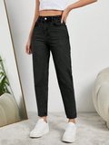 Kadın Yüksel Bel Mom Jean  Pantolon %100 cotton Esneme yok