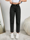 Kadın Yüksel Bel Mom Jean  Pantolon %100 cotton Esneme yok