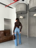 Yüksek Bel Wide Leg %100 Pamuk Kadın Jean Pantolon –  Bol Paça Denim