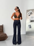 HerTon Kadın Yüksek Bel İspanyol Paça Jean Pantolon – Likralı Flare Denim, Toparlayıcı Etki, Günlük & Şık Kombin
