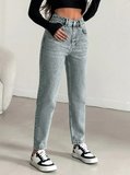 Kadın Yüksel Bel Mom Jean  Pantolon %100 cotton Esneme yok