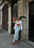 Yüksek Bel  Denim Midi Etek – Arkası Yırtmaçlı Jean Etek