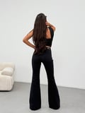 Yüksek Bel İspanyol Paça Jean Pantolon - Toparlayıcı Etkili Dark Blue Flare Denim