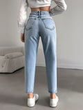 Kadın Yüksel Bel Mom Jean  Pantolon %100 cotton Esneme yok