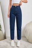 Kadın Yüksel Bel Mom Jean  Pantolon %100 cotton Esneme yok