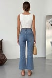 Kadın İspanyol Paça Jean Pantolon-Yüksek Bel Fit Flare Denim