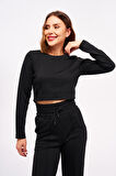 Kadın Çimalı Crop Sweatshirt