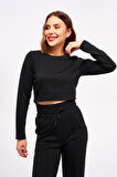 Kadın Çimalı Crop Sweatshirt