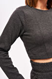 Kadın Çimalı Crop Sweatshirt