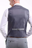 İntersivin Erkek Gri 6 Drop Slim Fit Yelekli Takım Elbise