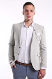 İntersivin Erkek Slim Fit 6 Drop Krem Blazer Tek Ceket