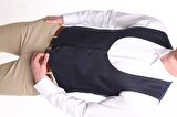 İntersivin  Erkek Lacivert Slim Fit Astarlı Düğmeli Kemerli Likralı Tek Yelek