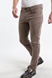 İntersivin Slim Fit Siyah Pamuklu Likralı Vizon Erkek 5 Cep Pantolon