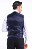 İntersivin Slim Fit 6 Drop Lacivert Yelekli Erkek Takım Elbise