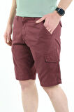 İntersivin %100 Pamuk Kargo Cepli Erkek Bordo Capri Şort