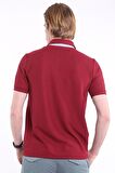  İntersivin Slim Fit Polo Yaka Cepsiz Dokulu Bordo Erkek T-Shirt