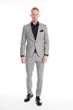 İntersivin Slim Fit Likralı Füme Keten Erkek Takım Elbise
