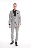 İntersivin Slim Fit Likralı Füme Keten Erkek Takım Elbise