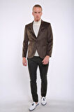 İntersivin 6 Drop Slim Fit Kadife Tam Astar Blazer Erkek Tek Ceket