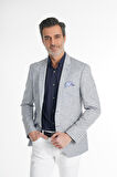 İntersivin Slim Fit Yarım Astarlı Mendilli Erkek Keten Blazer Tek Ceket