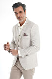 İntersivin Slim Fit Yarım Astarlı Erkek Yazlık Toprak Blazer Tek Ceket
