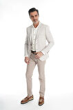 İntersivin Slim Fit Yarım Astarlı Erkek Yazlık Toprak Blazer Tek Ceket