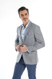 İntersivin Slim Fit Yarım Astarlı Erkek Yazlık Gri Blazer Tek Ceket