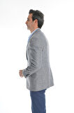 İntersivin Slim Fit Yarım Astarlı Erkek Yazlık Gri Blazer Tek Ceket