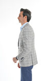 İntersivin Slim Fit Yarım Astarlı Erkek Yazlık Gri Blazer Tek Ceket