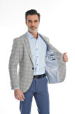 İntersivin Slim Fit Yarım Astarlı Erkek Yazlık Gri Blazer Tek Ceket