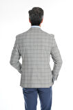 İntersivin Slim Fit Yarım Astarlı Erkek Yazlık Gri Blazer Tek Ceket