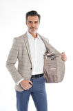 İntersivin Slim Fit Yarım Astarlı Erkek Yazlık Toprak Blazer Tek Ceket