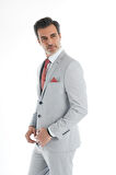 İntersivin Slim Fit İndigo Yelekli Likralı Erkek Takım Elbise