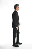 İntersivin 6 Drop Slim Fit Likralı Siyah Erkek Kruvaze Takım Elbise