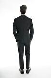İntersivin 6 Drop Slim Fit Likralı Siyah Çizgili Erkek Takım Elbise