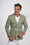 İntersivin 6 Drop Kruvaze Mendilli Erkek Haki Blazer Tek Ceket