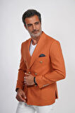 İntersivin 6 Drop Kruvaze Mendilli Erkek Kiremit Blazer Tek Ceket
