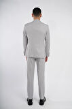 İntersivin Slim Fit Jogger Pantolonlu Erkek Gri Kruvaze Takım Elbise