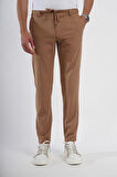 İntersivin Slim Fit Likralı Bel İpli ve Lastikli Camel Erkek Jogger Pantolon