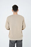 Gracht Nakışlı Oversize Camel Sweat